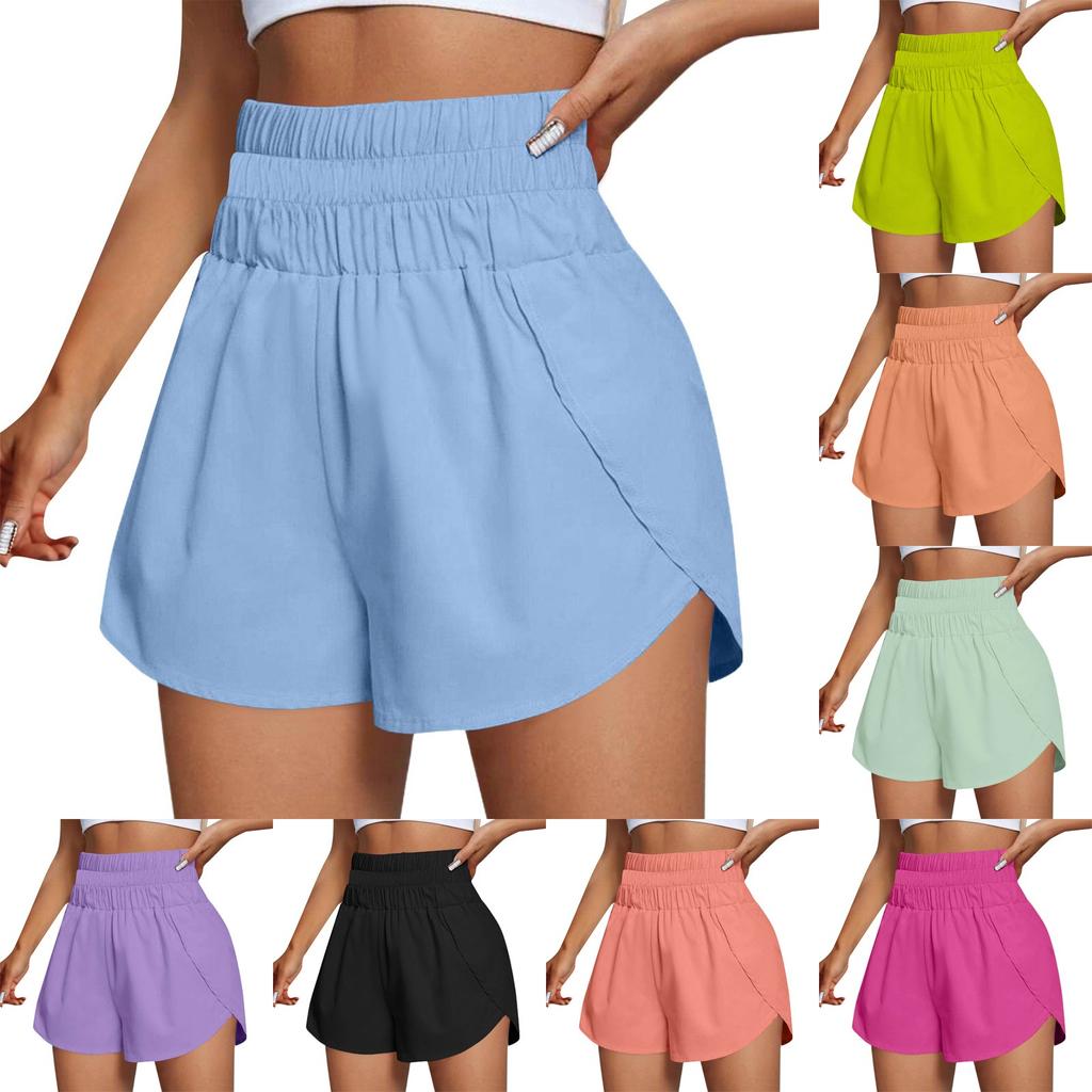Women's Casual Summer Elastic Beach Shorts Solid Casual Shorts