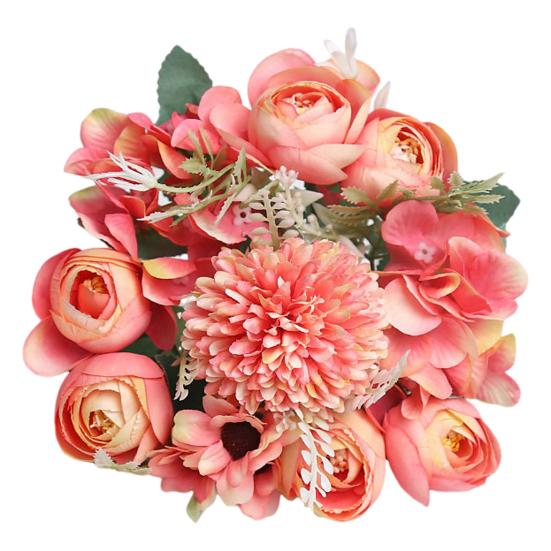 Искусственный цветок с зелеными листьями Реалистичный искусственный шелковый цветок Свадебная вечеринка Домашний офисный стол