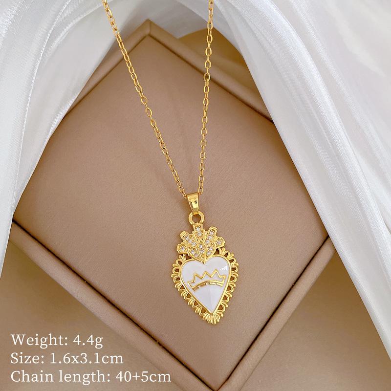 Oil Dripping Crown Zircon Light Luxury Temperament Gorgeous Full Diamond Necklace Female Versatile Collarbone Chain Titanium Steel Chain