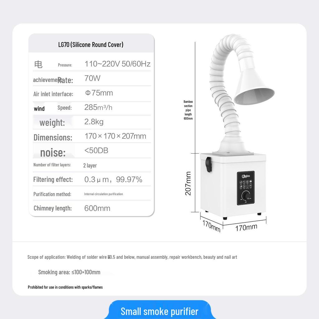 Desktop Fume Extractor for Soldering and Welding - Compact Smoke Purifier and Filter Machine
