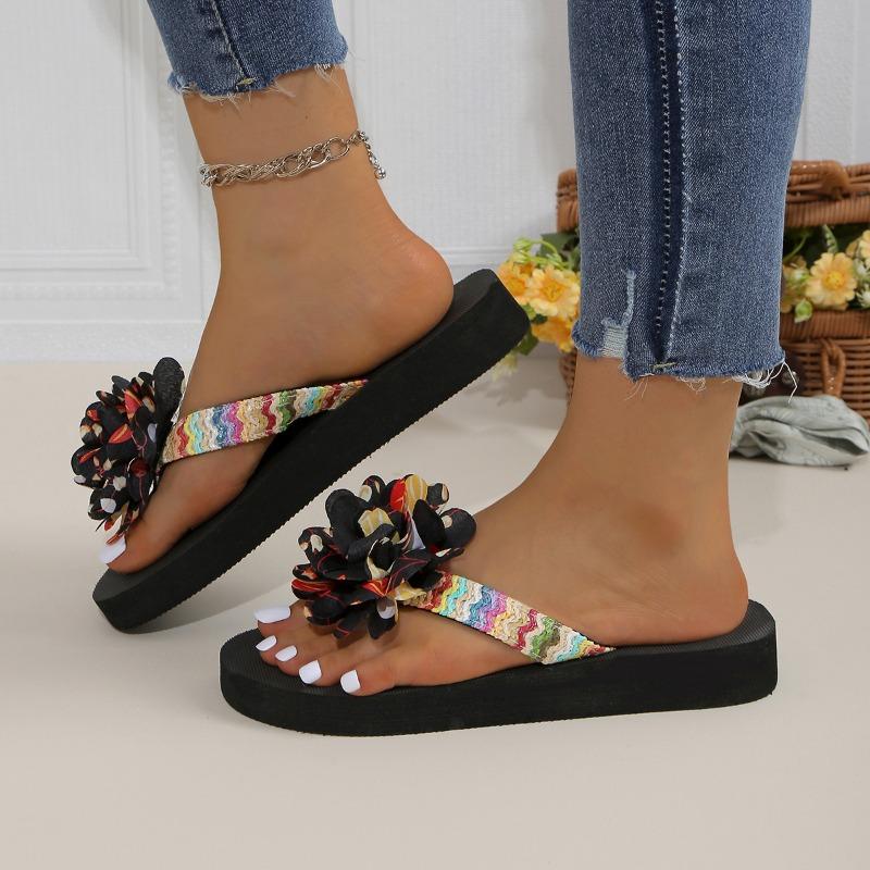 Модные женские шлепанцы, летние пляжные шлепанцы на платформе, повседневные сандалии на танкетке, летняя женская обувь