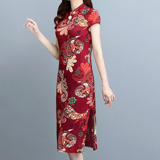 Леди Cheongsam в китайском стиле, винтажный воротник-стойка с высоким разрезом, летнее Ципао для сценического шоу
