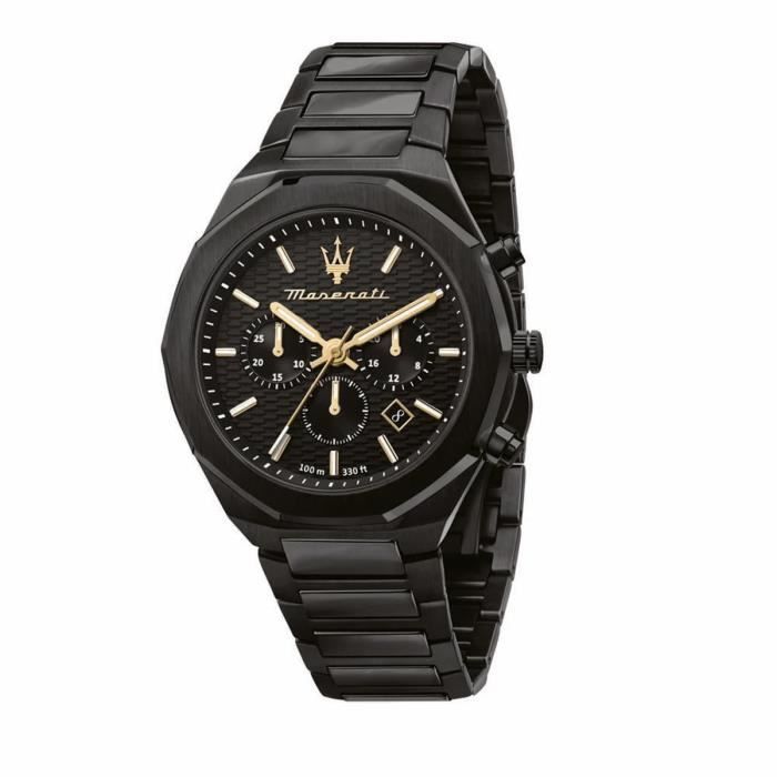 Montre homme - Maserati - Acier noir - Analogique - Ronde - Noir