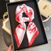 NEW Orange Silk Scarf Mermaid Pattern Neckerchief Women's Luxury Silk Square Shawl Purse Scarf for Women Designer Silk Headscarf