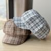 New Octagonal Hat Retro British Plaid Plaid Beret Spring and Autumn Face Showing Painter Newsboy Hat Peaked Hat Trendy