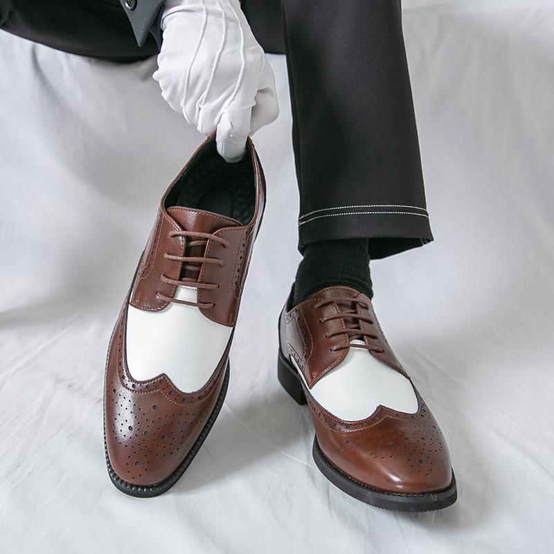 Мужские броги дерби оксфорды коричневые черные кожаные формальные деловые туфли мужские туфли для смокинга свадьбы танцев больших размеров