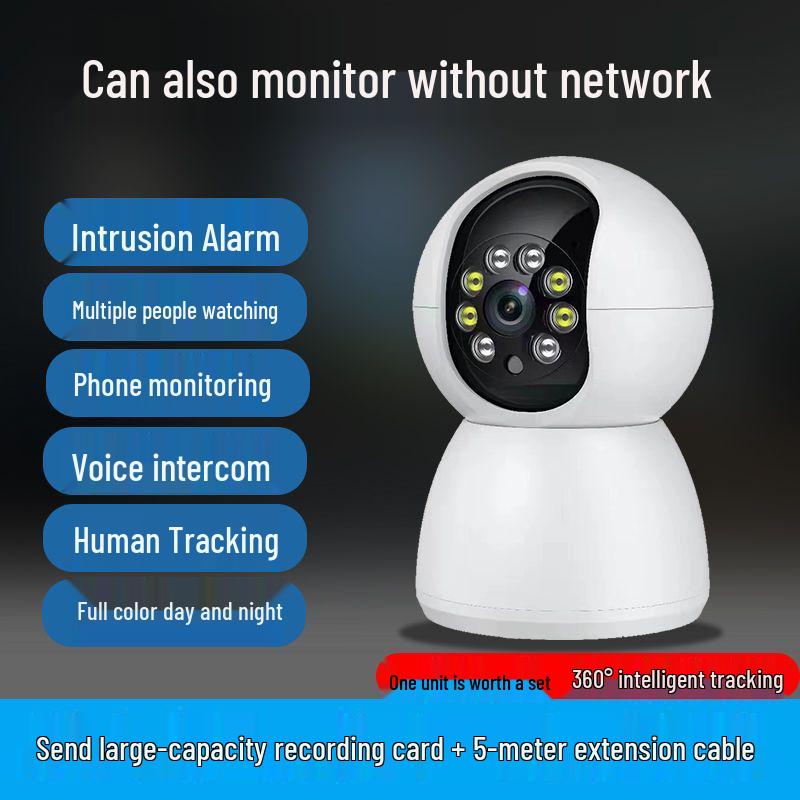 360° Rotating Wireless WiFi Surveillance Camera with Phone Connectivity, Remote Access, Clear Night Vision, and Smart Tracking