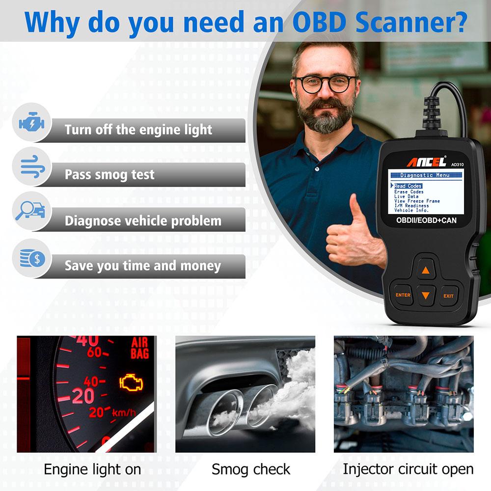 Ancel AD310 Автомобильный Полный OBD2 Диагностический Инструмент OBD 2 Автомобильный Профессиональный Сканер Кодов Проверки Двигателя Авто OBD ll Сканер