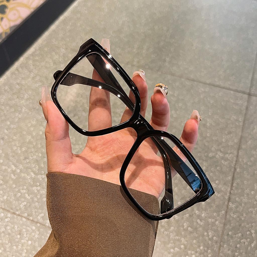 1Pc Large Frame Maillard Color Glasses Simple Stylish Exaggerated And Versatile Glasses Comfortable To Wear Light Texture