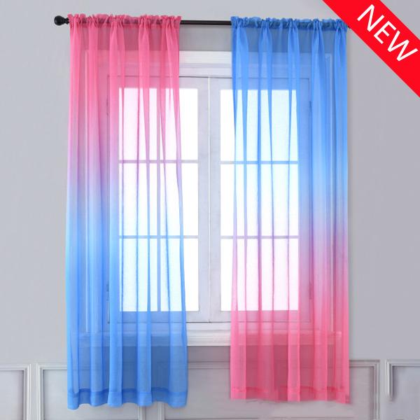 Современные градиентные цветные оконные тюлевые шторы для гостиной, спальни, занавески из органзы, вуали, украшения отеля, синие прозрачные шторы