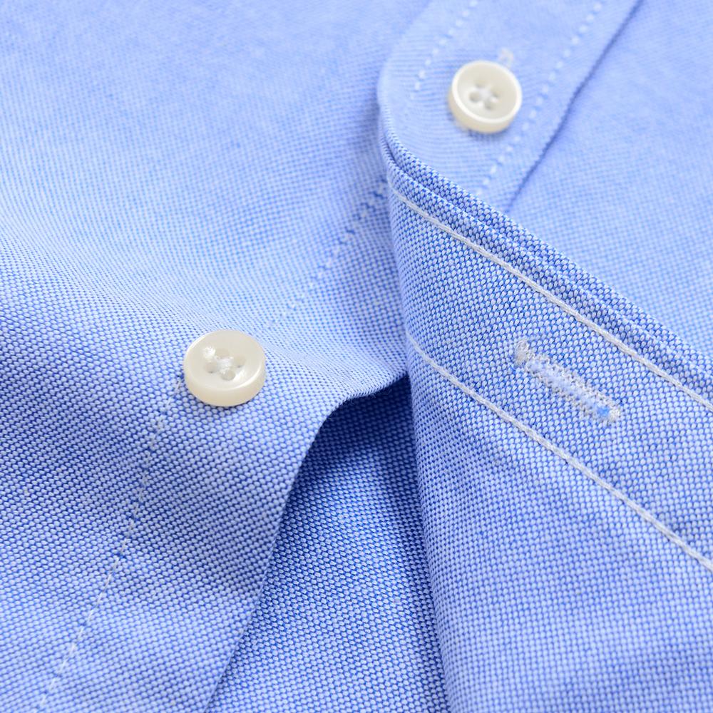 Мужская однотонная рубашка оксфорд из 100% хлопка, с коротким рукавом, на пуговицах, в стиле business casual, с нагрудным карманом