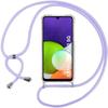 Protective Case - PROSHOP - for Samsung Galaxy A22 5G - Transparent TPU - Purple Cord - Flexible