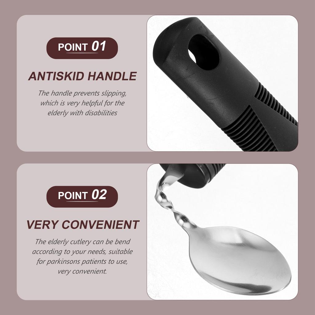 3 шт. гнущиеся столовые приборы с текстурированной ручкой, посуда для инвалидов, вилка, ложка, адаптивные для пожилых взрослых с болезнью Паркинсона, резиновые