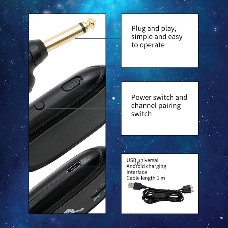 Wireless Guitar Transmitters Receiver UHF Wireless Guitar System Sound Wireless Transmitters Receiver for Guitar Bass