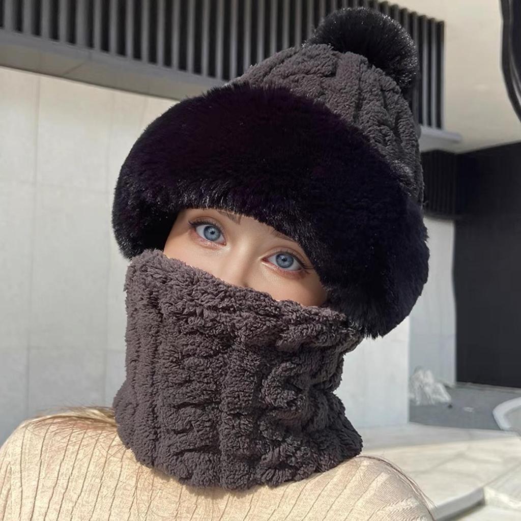 Зимняя теплая шапка, шапки, шарф, теплая дышащая кроличья шерсть, вязаная шапка, шарф для женщин, защитные шапки, ветрозащитные шапки