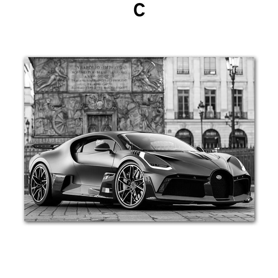Настенная картина на холсте, черный, белый цвет, Париж, город, гоночный автомобиль, винтажный автомобиль, декор для гостиной, постеры и принты, настенная картина