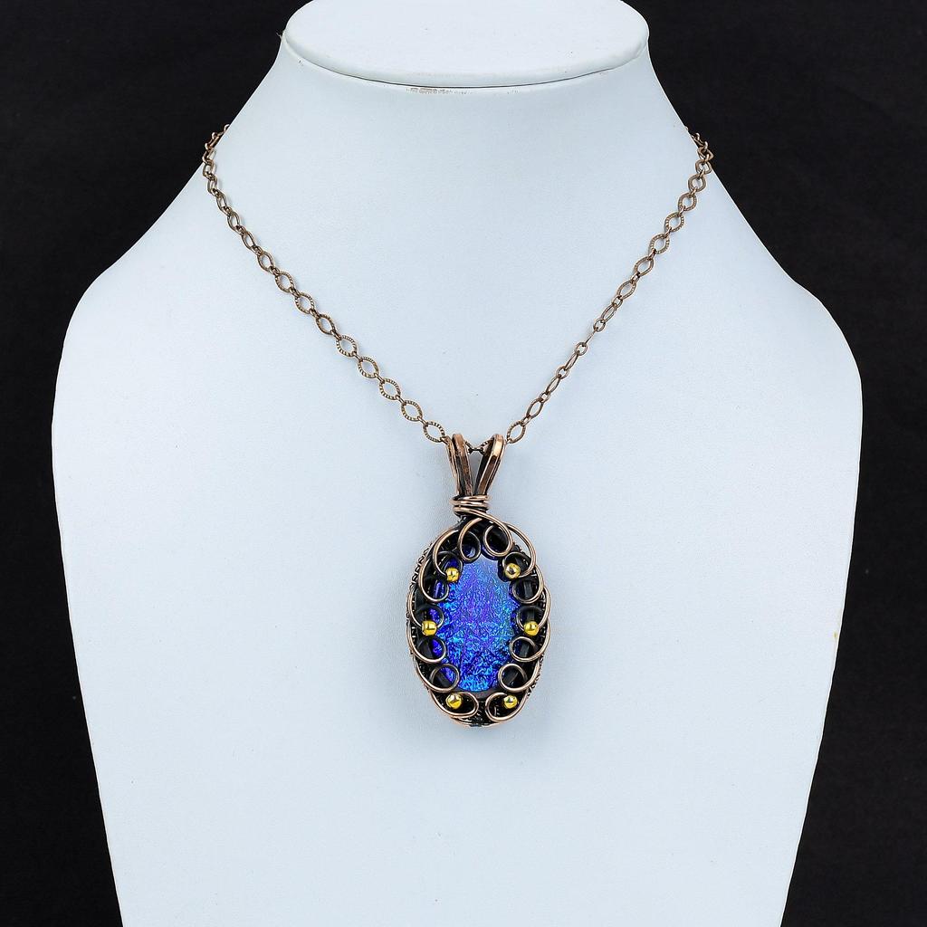 Синий австралийский тройной опал драгоценный камень чистая медная проволока обернутая ювелирная подвеска ручной работы