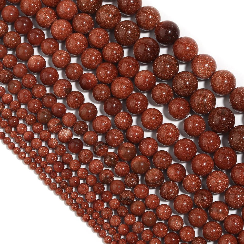 Gold SandStone Loose Round Beads 4 6 8 10 12 MM Charm Beads for Jewelry Making Charm Bracelet