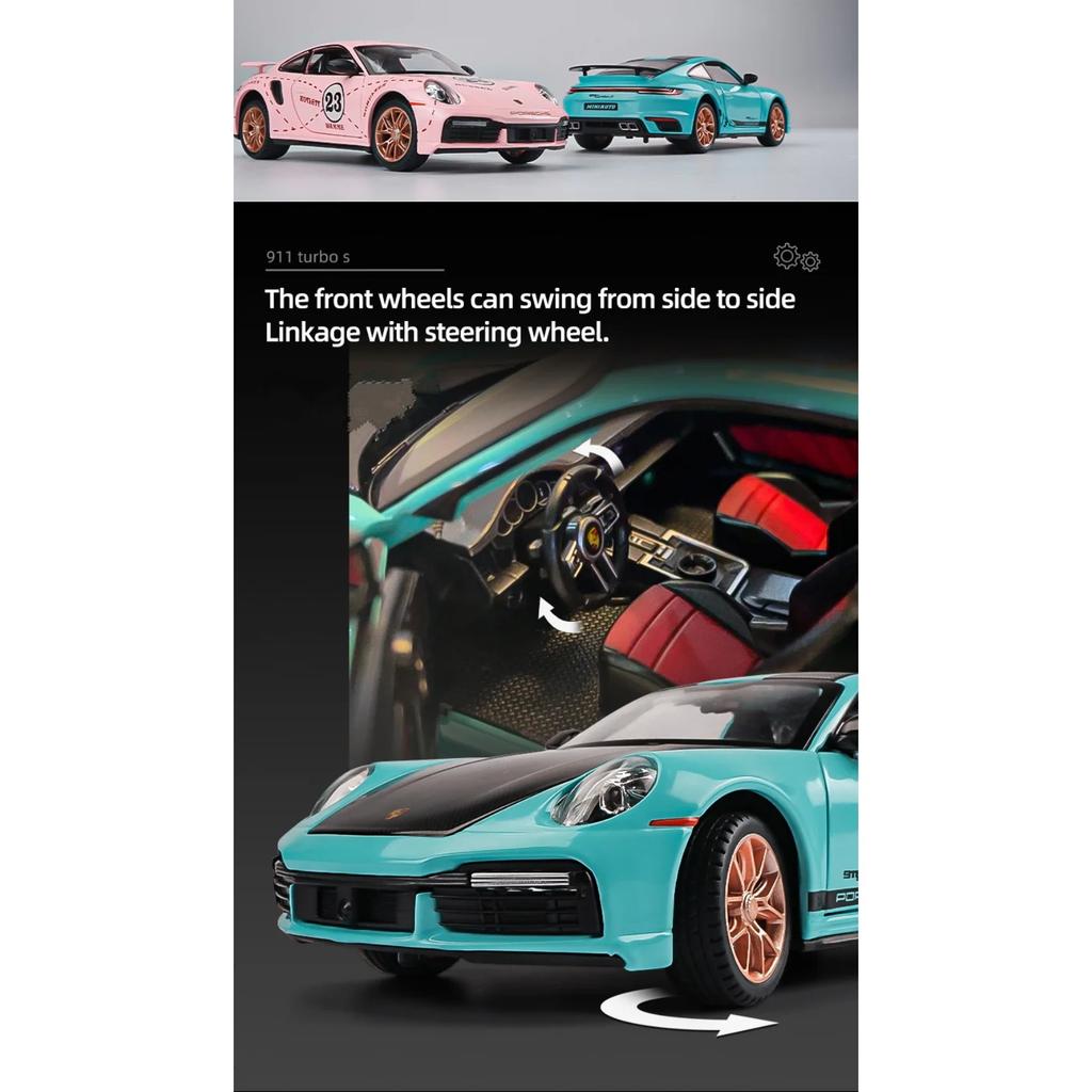 1/24 Porsche 911 TARGA TURBO S Сплав Гоночная Модель Автомобиля Литье под Давлением Симуляция Металлическая Игрушечная Модель Автомобиля Звук Свет Коллекция Подарок