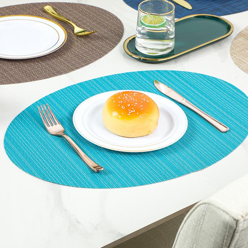 European-style placemat pvc private room hotel restaurant vertical pattern non-slip heat insulation western food mat oval teslin coffee table mat