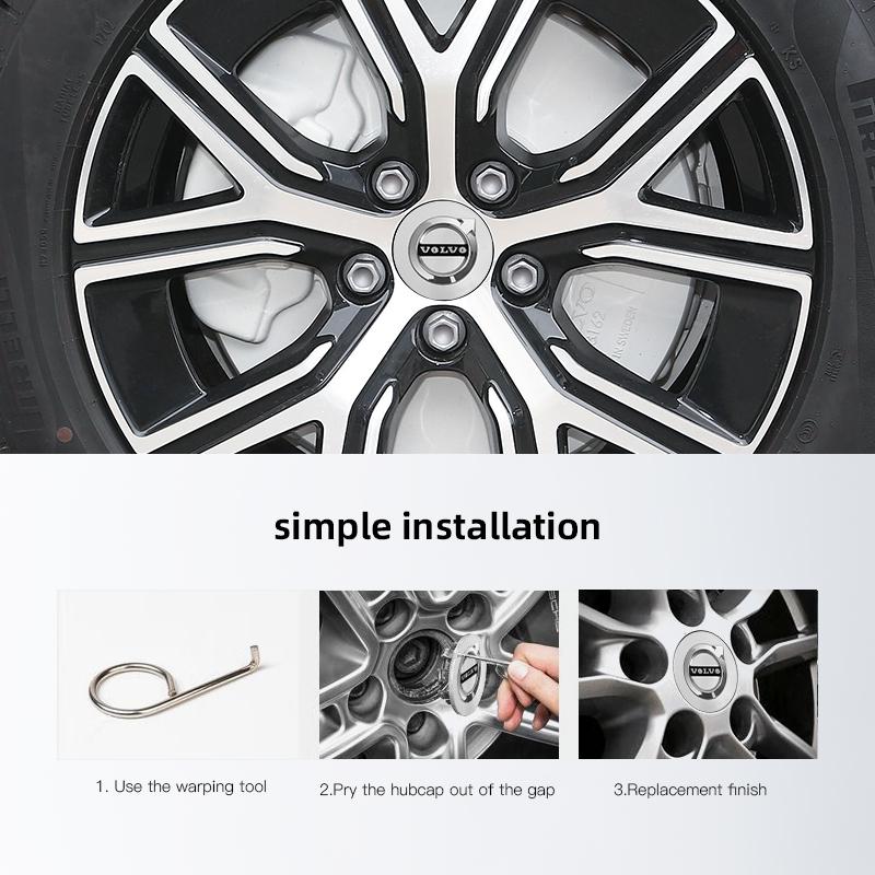 4pcs 65mm Car Wheel Center Hub Caps For Volvo V60 V40 XC90 S60 C30 XC60 V50 V70 S90 AWD XC40 T6 Auto Tire Rim Covers Accessories