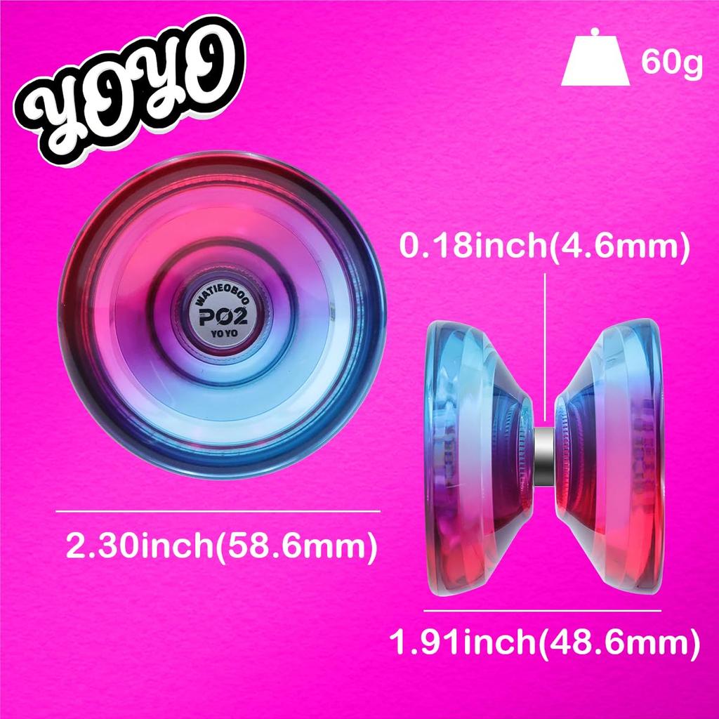 WATIEOBOO P02 Отзывчивый Подходит для начинающих и продвинутых Набор игрушек для ПК Йо-йо Двухцветный набор, Переключаемый не отзывчивый, Взрослые, Йо-йо большого диаметра