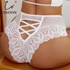 Sexy Mesh Women Lace Underwear Mid-Rise Briefs Hollow Out G String Underpant Solid Comfortable Female Breathable Lingerie
