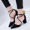 2024 Spring Fall Pointy Pink Heels Strappy Student Roman Sandals Women's Shoes High-heeled Shoes Pumps