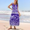 Женский повседневный длинный сарафан, летнее пляжное платье с принтом, свободный сарафан без рукавов с круглым вырезом