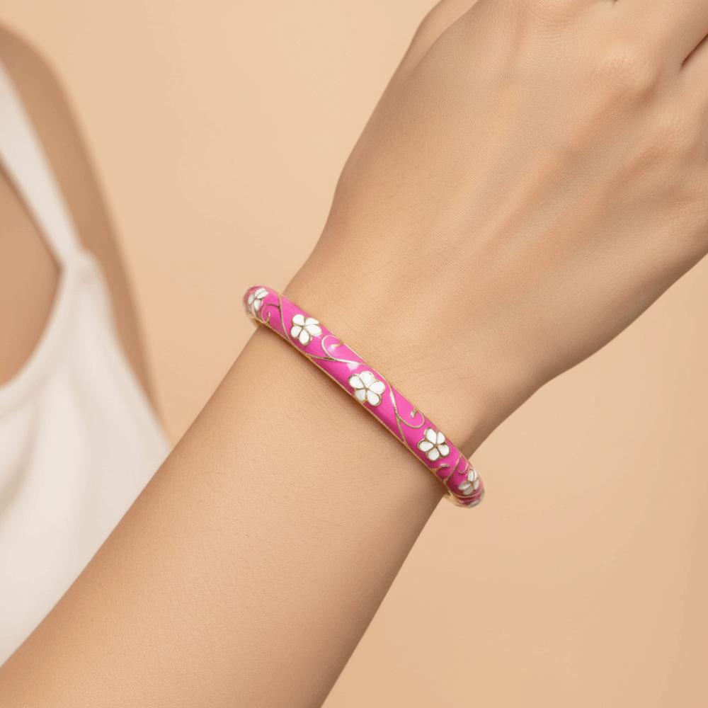 Colorful Flower Bangle Traditional Women's Hand Bracelet Vintage Vintage Cloisonne Bangle Girls