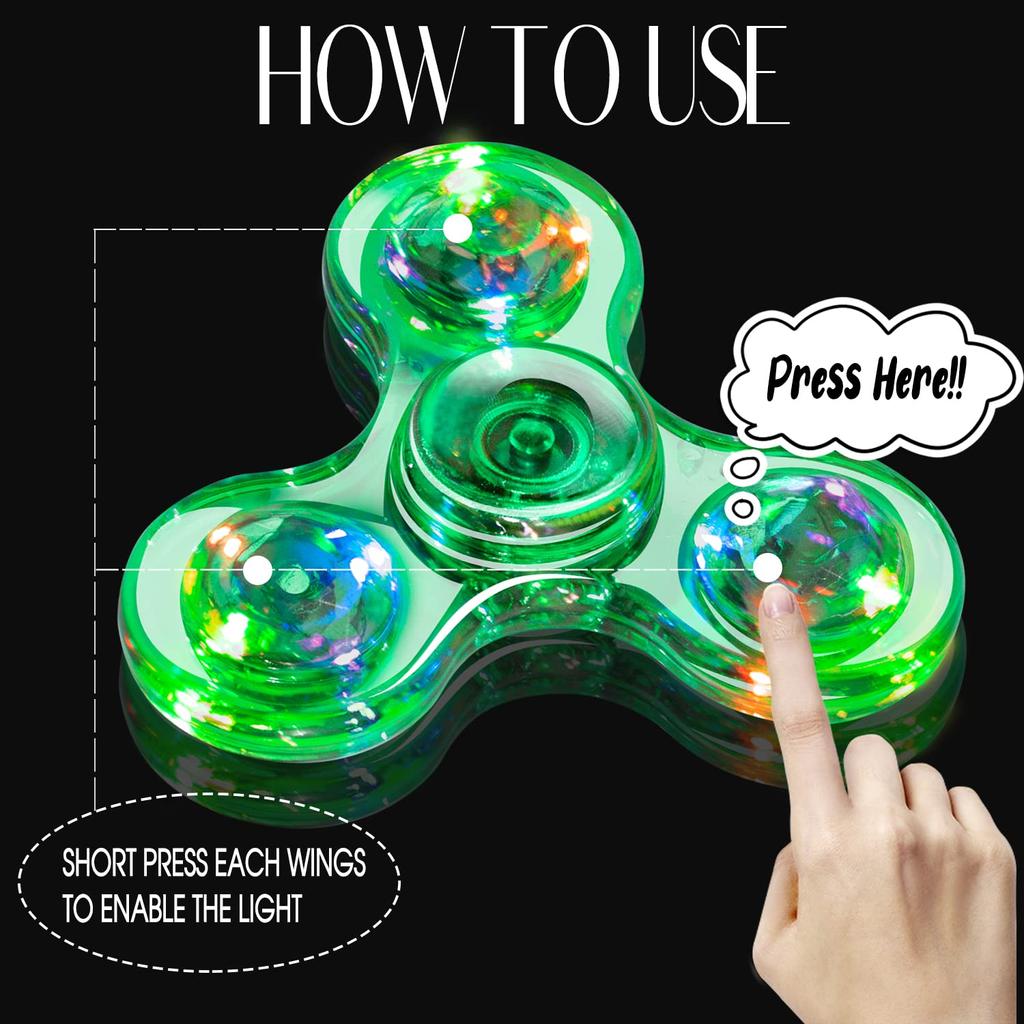 FIGROL LED Finger Spin Widget Focus Toy LED Hand Spinner Stress Relief Kill Time Brain Tray Ball Beard Green Spinner,