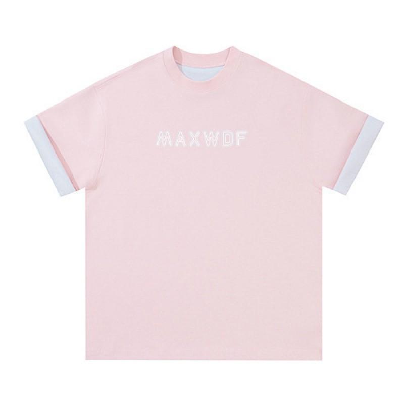Unisex Heavyweight Cotton Short Sleeve T Shirt Loose Fit Round Neck Letter Print Casual Top