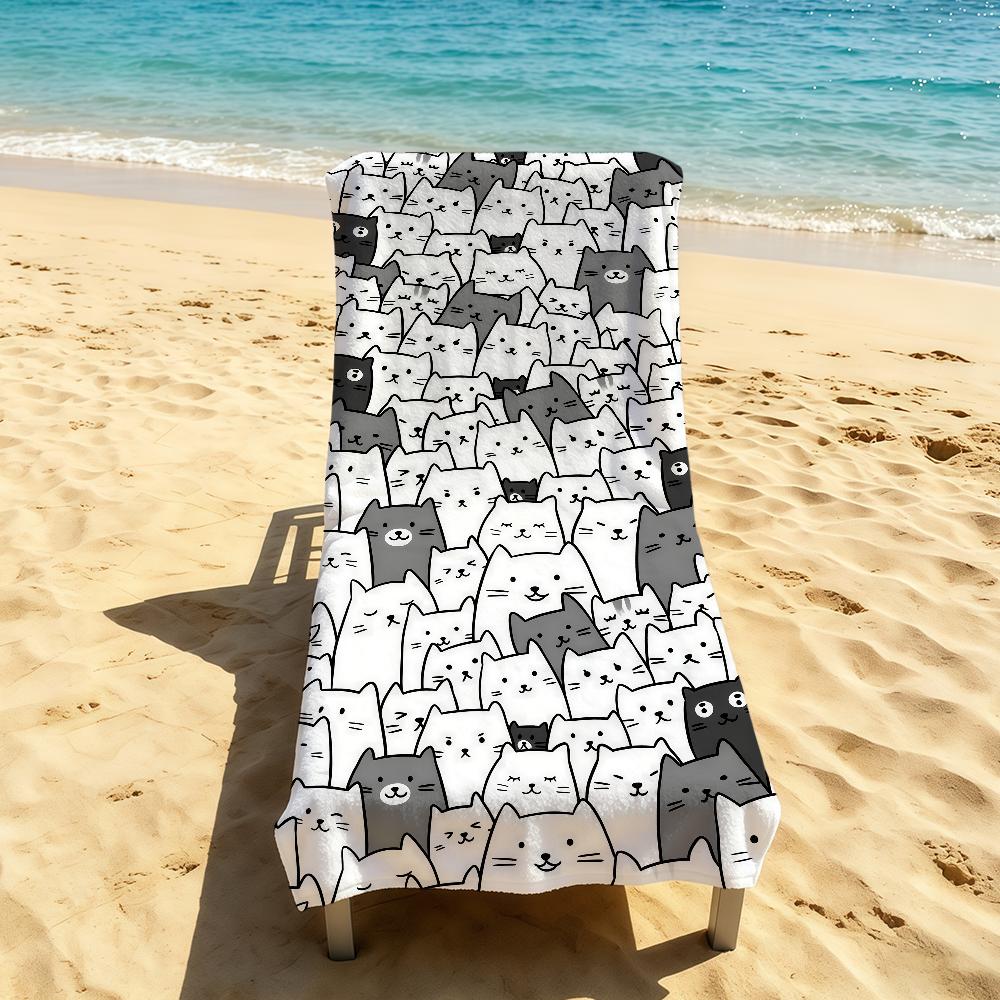 Towel For Outdoor Camping Beach Towel Cat Super Absorbent Quick-Drying Summer Cartoon Cute Towel