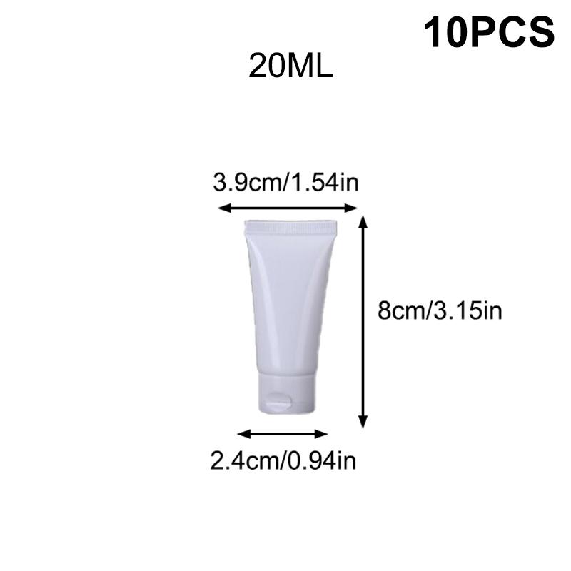 10 шт. 15/20/30/50/100 мл белые пустые многоразовые тюбики для лосьона с откидной крышкой, герметичные, дорожные, для крема для рук, лосьона для ухода за кожей, для самостоятельного изготовления