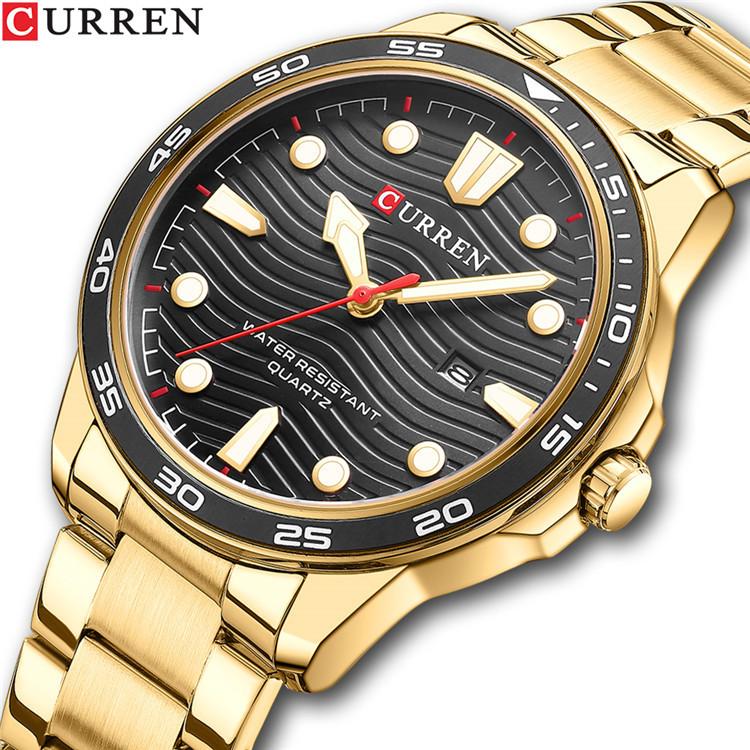 CURREN Men's Steel Band Fashion Business Watch Quartz Calendar Men's Watch Waterproof for Students