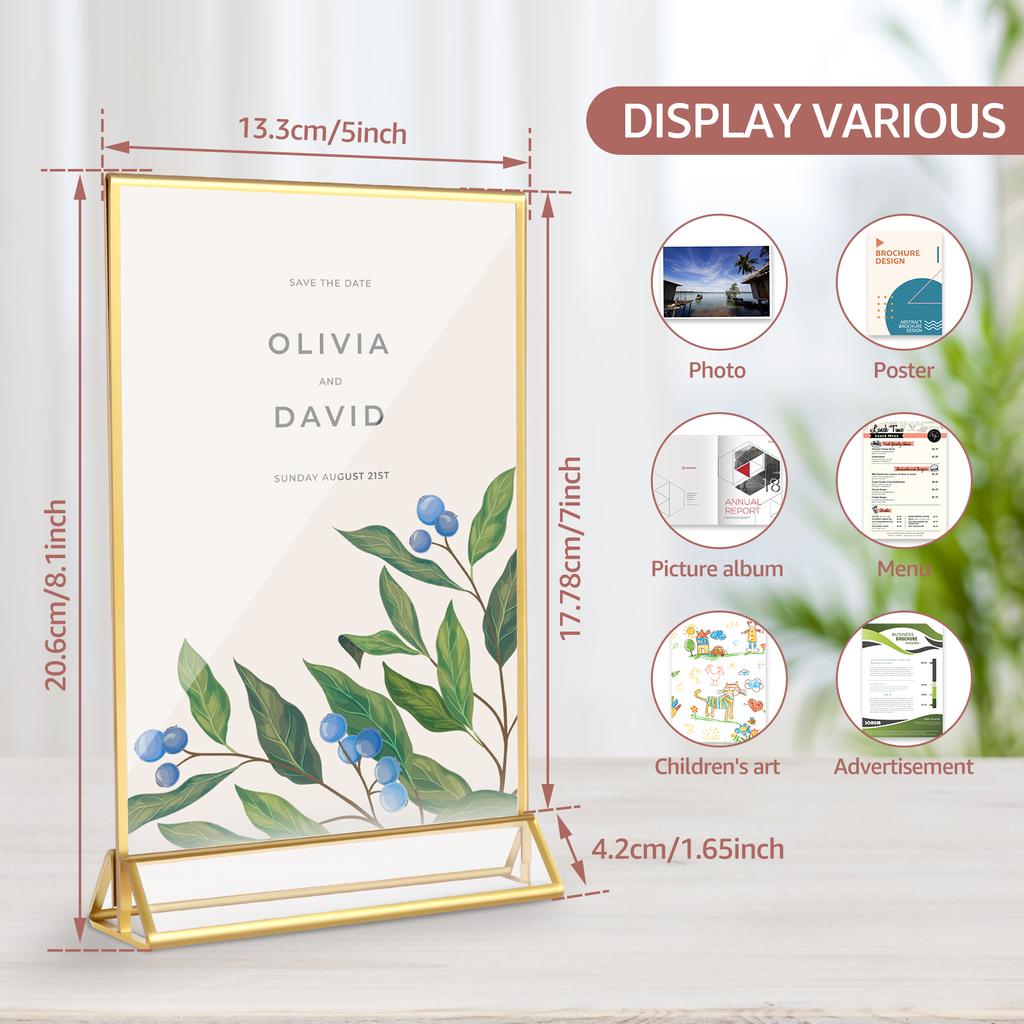DIY Blank Clear Display Signs Acrylic Sign Holder Picture Frame Display Stand Holder Table Menu Stands for Wedding Decoration
