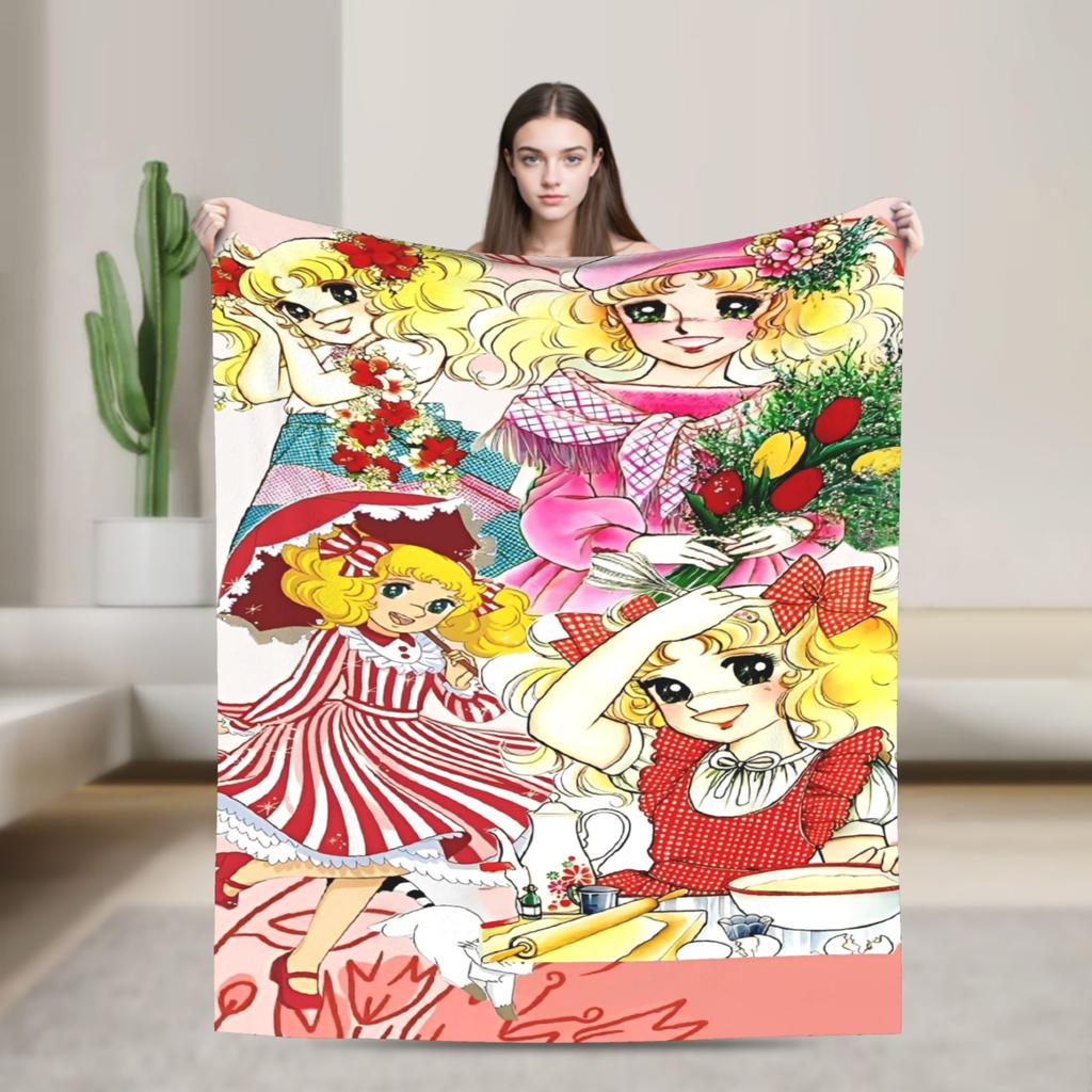 Candy Candy And Terry Anime Blanket Warm Soft Funny Plush Bedding Throws For Couch Bed Travel Flannel Bedspread Bed Cover