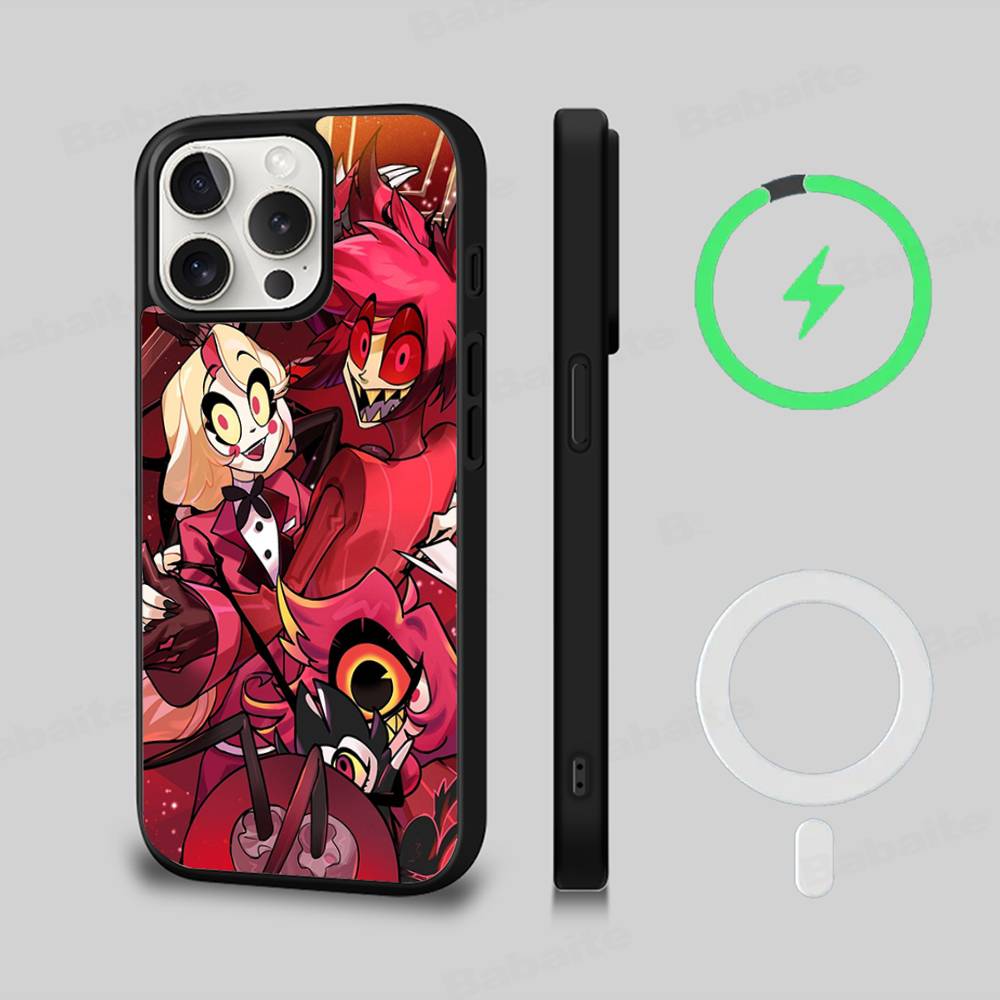Магнитный чехол H-Hazbin H-Hotel для iPhone 17 16 14 13 12 11 15 Pro Max Plus Беспроводная зарядка Чехол для телефона