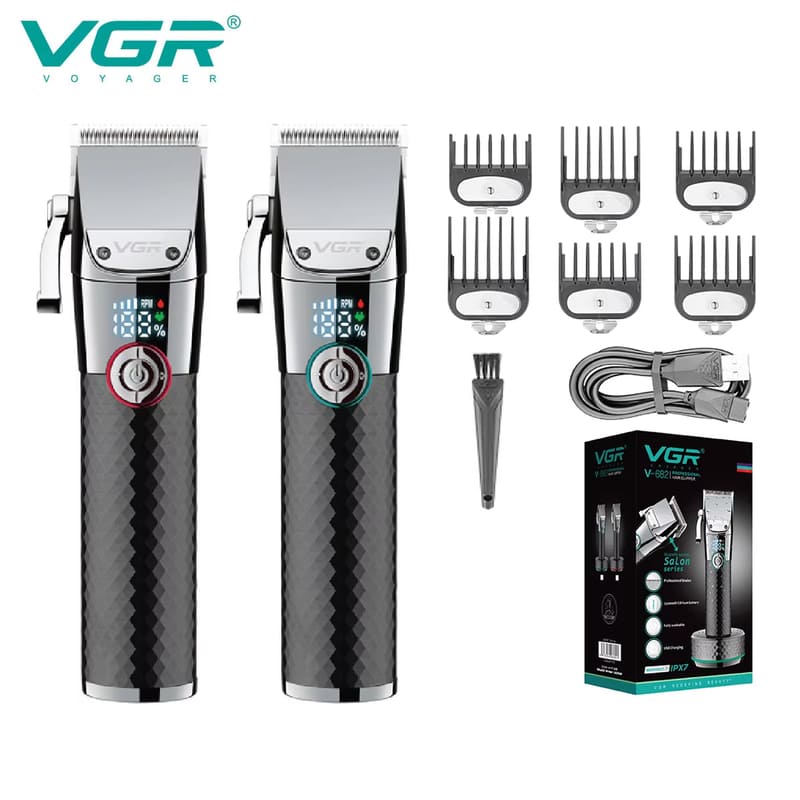 New Men's Professional Hair Clipper with LED Digital Display  IPX7 Washable  Stainless Steel Head  Electric Clipper Base  Rechargeable Shaver