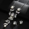 European and American Necklace Earrings Two-piece Set Flower Bride Retro High-end Design Sense