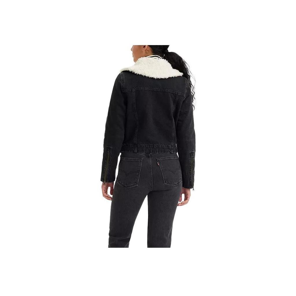 Levi's Женская черная джинсовая куртка с воротником из эко-овчины A3487-0003