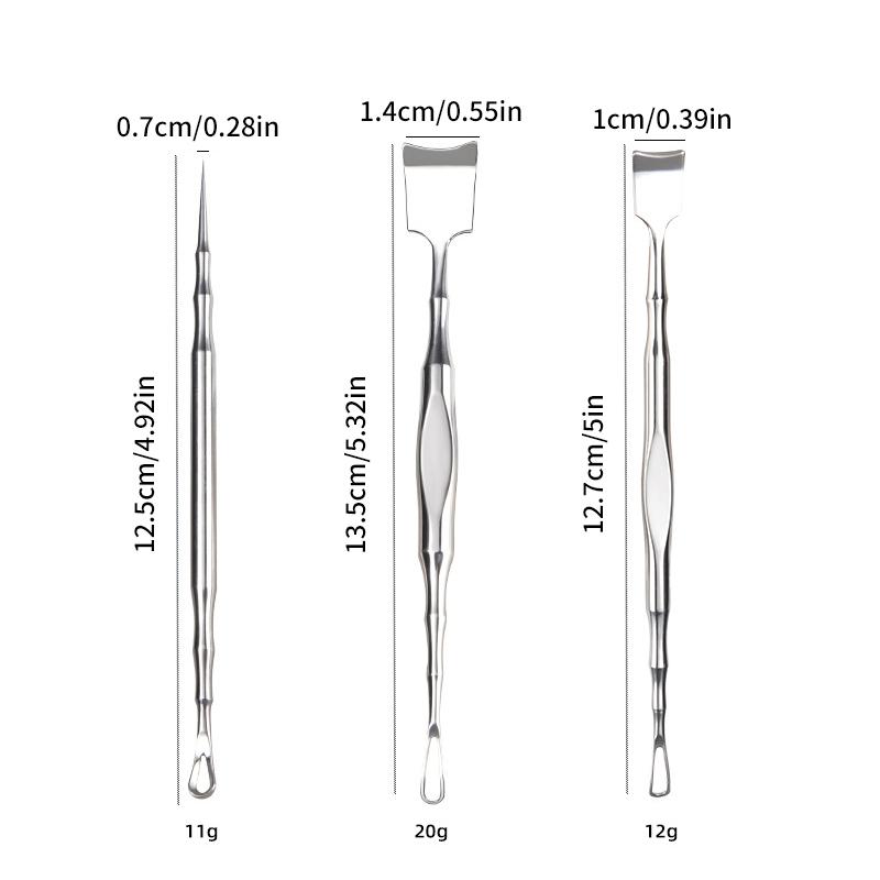 Двойная головка из нержавеющей стали Лопатка для удаления черных точек Игла для удаления угрей Профессиональный инструмент для ухода за кожей лица