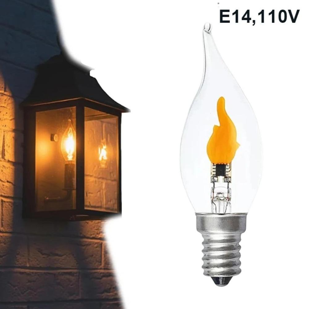E12/E14/E27 LED Flame Light Bulb Glass Flicker Fire Effect Light Candle Flame LED Bulb  Restaurant