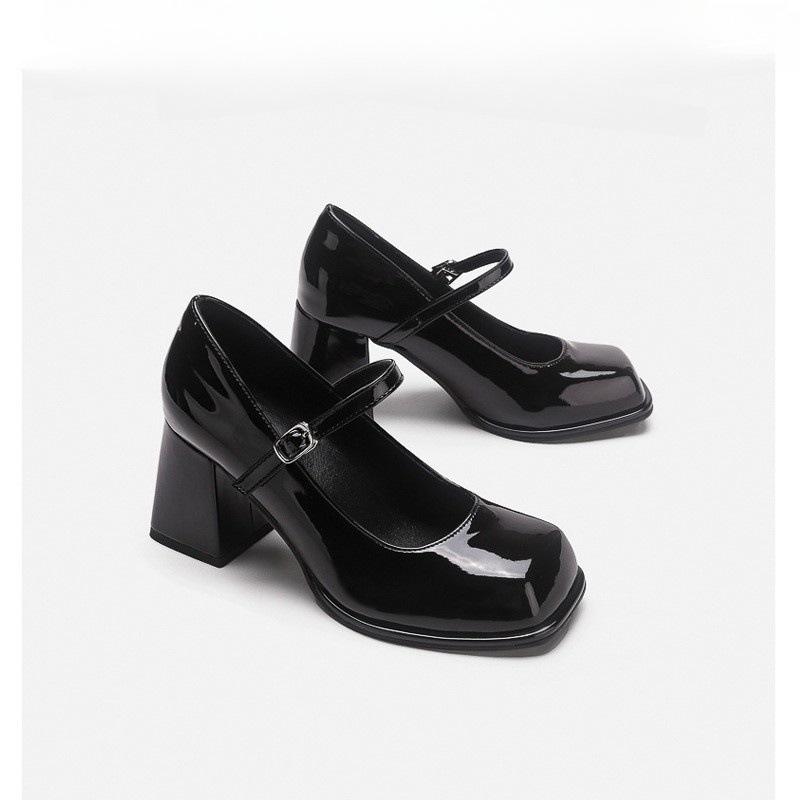 Женские туфли французские туфли Мэри Джейн новые маленькие кожаные туфли женские толстые каблуки квадратная головка высокие каблуки женские