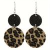 1 пара круглых висячих серег с леопардовым принтом, серьги-кольца из ПУ кожи с принтом гепарда, ювелирный подарок, винтажный стиль, ретро и смелый западный стиль