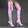 Европейские и американские эластичные ботфорты, ботинки большого размера с лентами для подиума, высокий каблук 15 см, интегрированные со сценическими ботинками, женские ботинки YKC