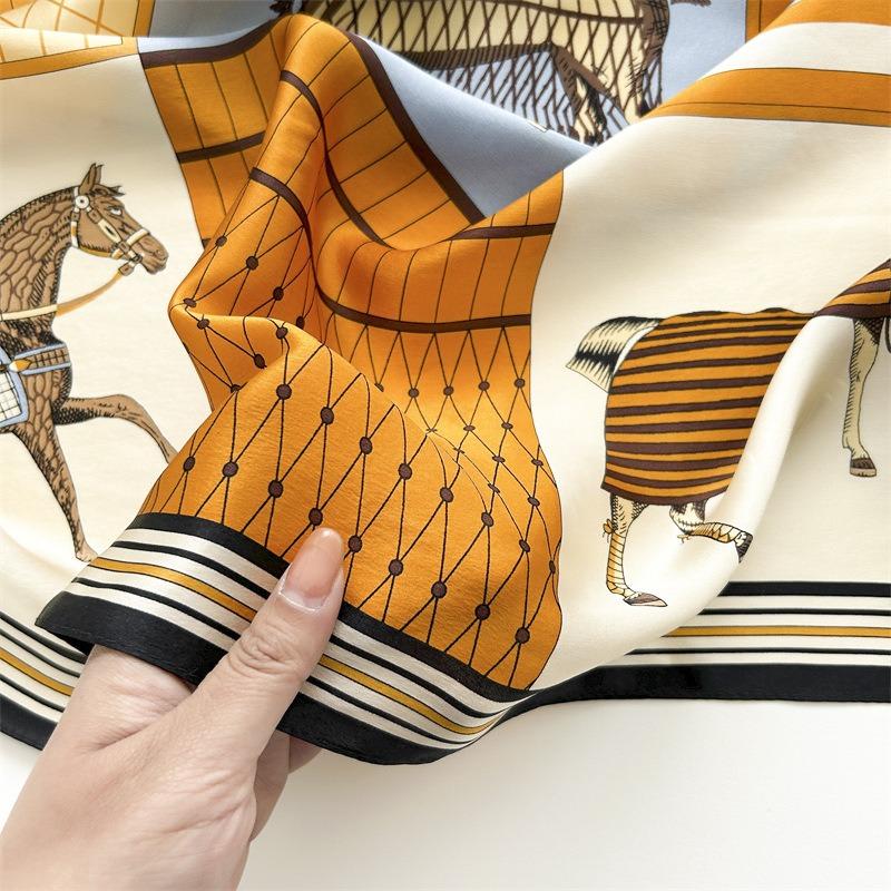 Hangzhou Silk 100 Mulberry Silk Large Silk Scarf Women's Color Matching Horse Scarf Wind Versatile Shawl Scarf Dual-purpose