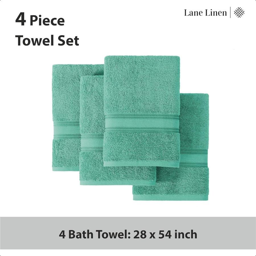 100 Cotton Bath Towels 4 Pack 28x54 Zero Twist Premium Cotton Large Towels Set for Bathroom Quick Dry Soft Absorbent Large Bath