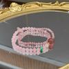 Natural Pink Quartz Bracelet Double Layer Stackable Strawberry Crystal Beaded Wrap Bangle Women