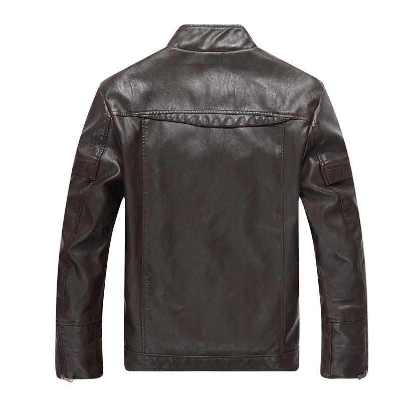 Европейская и американская мужская куртка из искусственной кожи с воротником-стойкой, кожаная куртка
